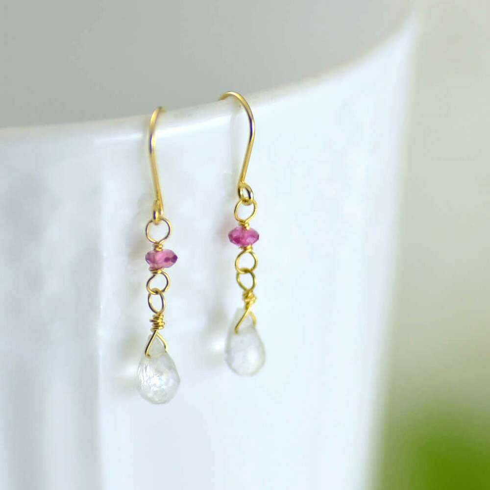 14kgf＊ブラックアクアマリンとレインボームーンストーンの