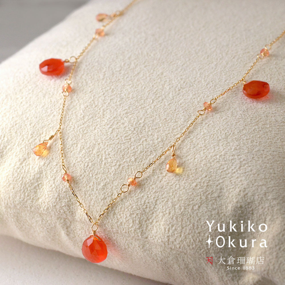 楽天市場】カーネリアン ネックレス18金 K18 ゴールド オレンジ