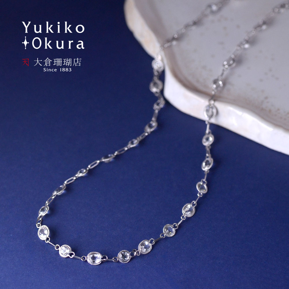 ホワイトトパーズ ネックレス K18WG 18金ホワイトゴールド ショート ベゼル留め 天然石 ユキコ オオクラ ブランド レディース ジュエリー 送料無料 11月誕生石|ユキコ オオクラ 大倉珊瑚店