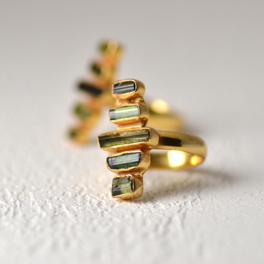 リング トルマリン シルバー Sv 925 グリーン ゴールドカラー 天然石 ユキコ オオクラ おしゃれ ジュエリー アクセサリー 送料無料 女性 10月 誕生石 ギフト プレゼント にも 3aircadets Ca