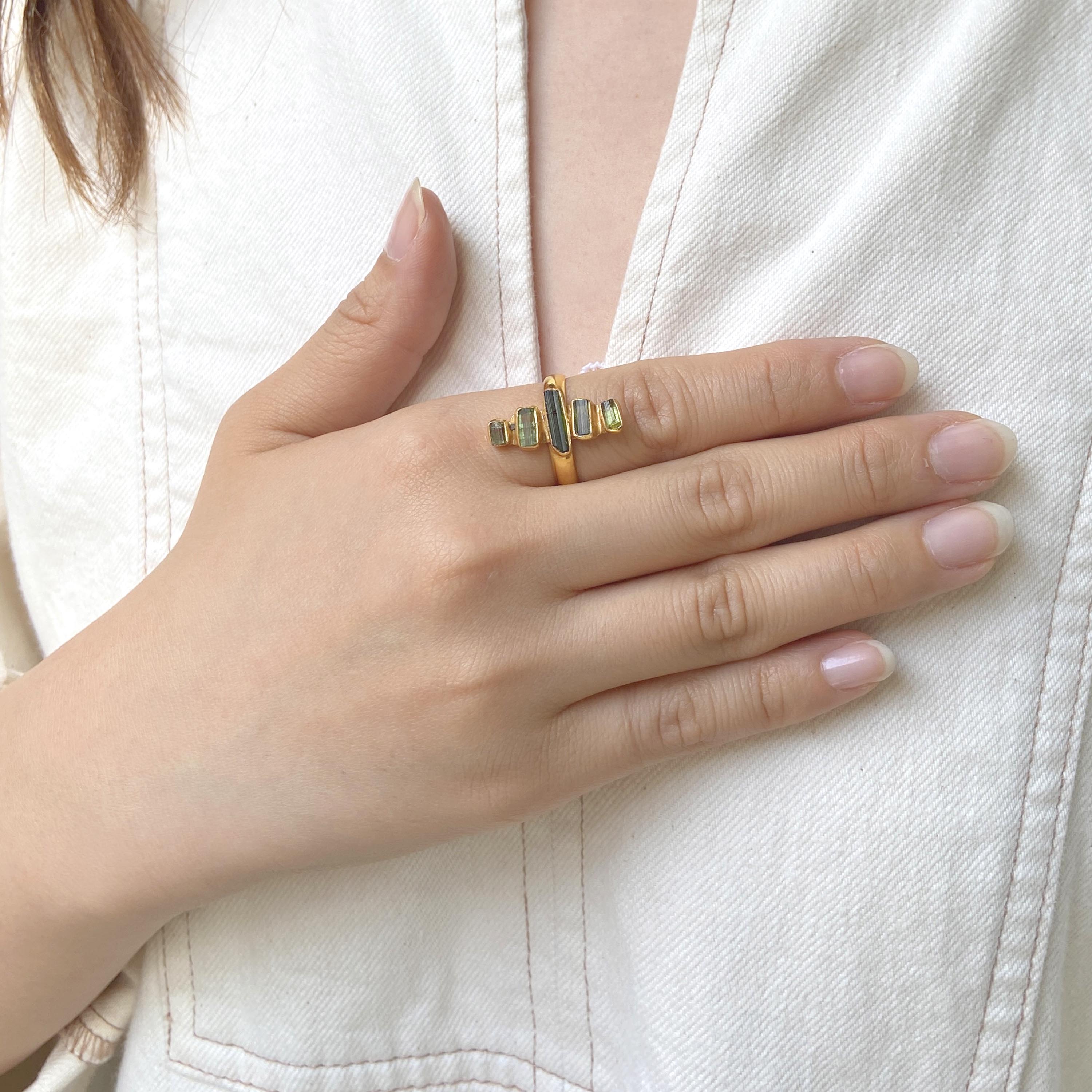 リング トルマリン シルバー Sv 925 グリーン ゴールドカラー 天然石 ユキコ オオクラ おしゃれ ジュエリー アクセサリー 送料無料 女性 10月 誕生石 ギフト プレゼント にも 3aircadets Ca