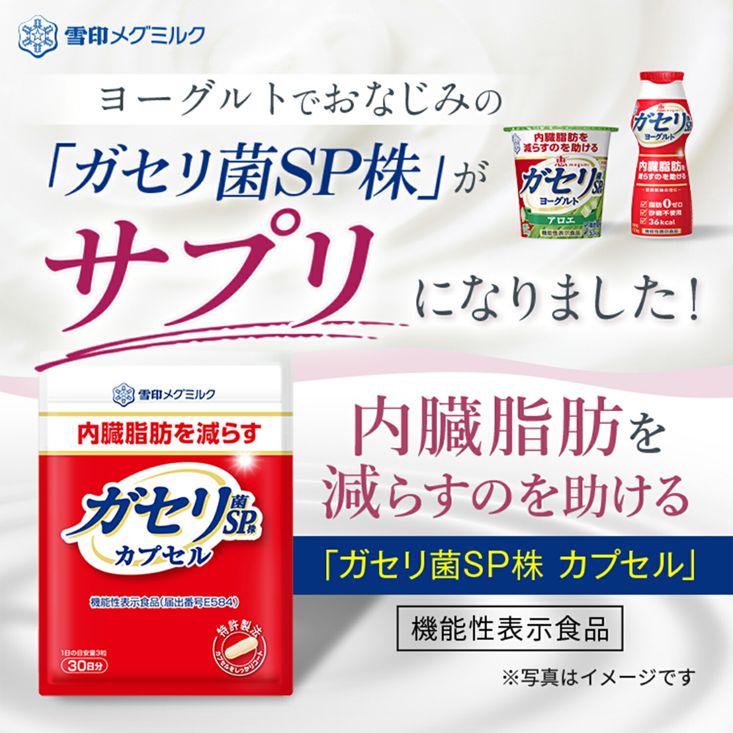 公式】 ガセリ菌SP株 カプセル 90粒 30日分 雪印 メグミルク 機能性