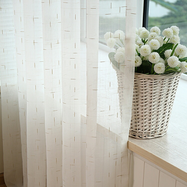 楽天市場】レースカーテン 北欧 ホワイト 透け感あり 2枚組 1枚