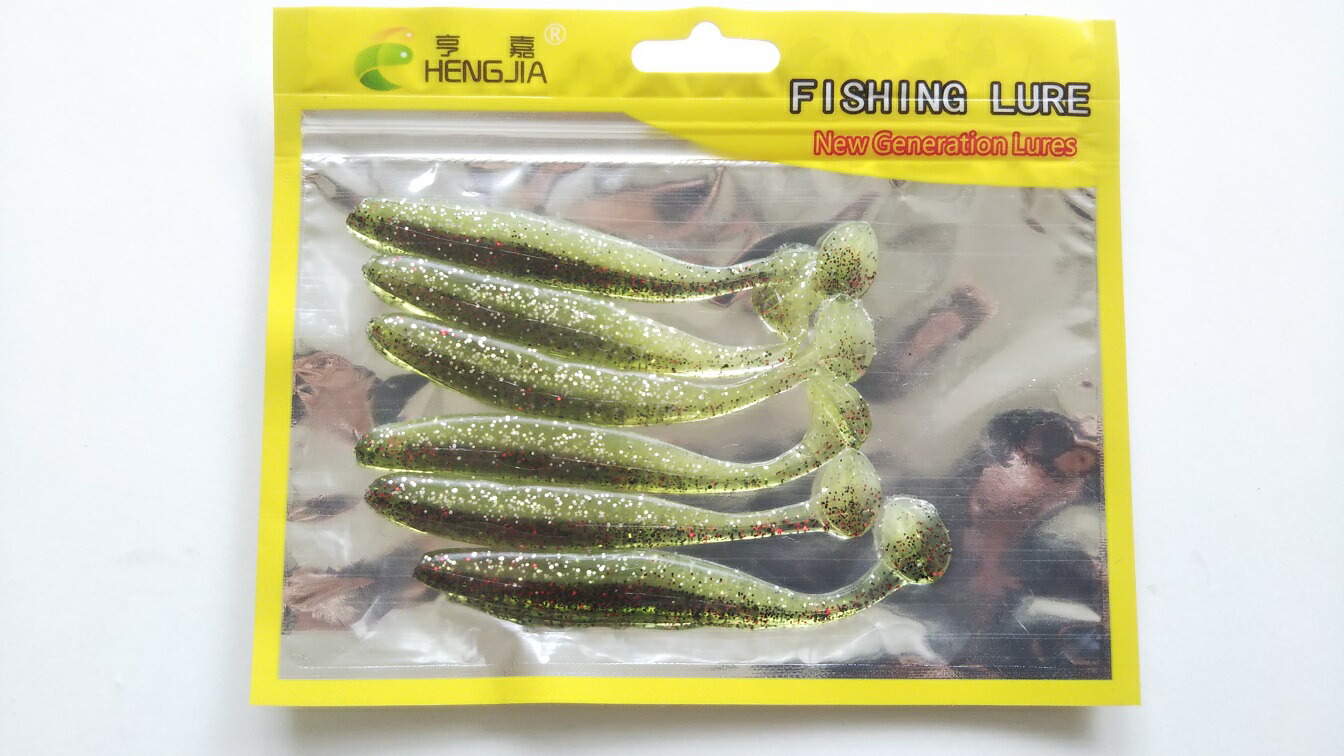 楽天市場 やわらか素材 シャッドテール ワーム 赤ラメクリアよもぎ カラー 9cm 4 2g 6本セット 根魚 ロックフィッシュ ブラックバス ヒラメ マゴチ つり具の雪見堂 楽天市場店