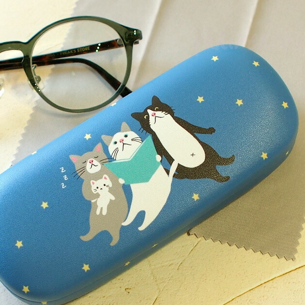 楽天市場】メガネケース 猫柄 メガネ拭き付き たまちゃん ハード