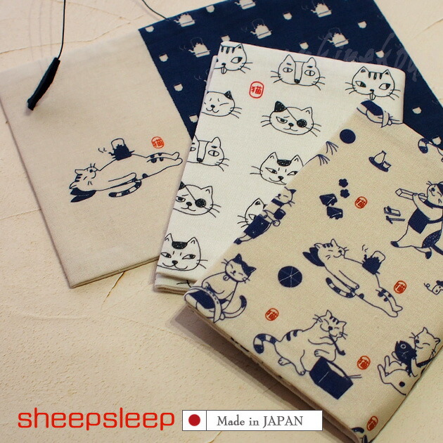 楽天市場】猫柄 文庫本ブックカバー sheepsleep 手作り 日本製 文庫本 ...