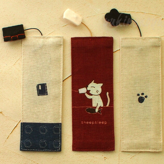 猫のしおり 猫柄 布しおり Sheepsleep 手作り 日本製 栞 