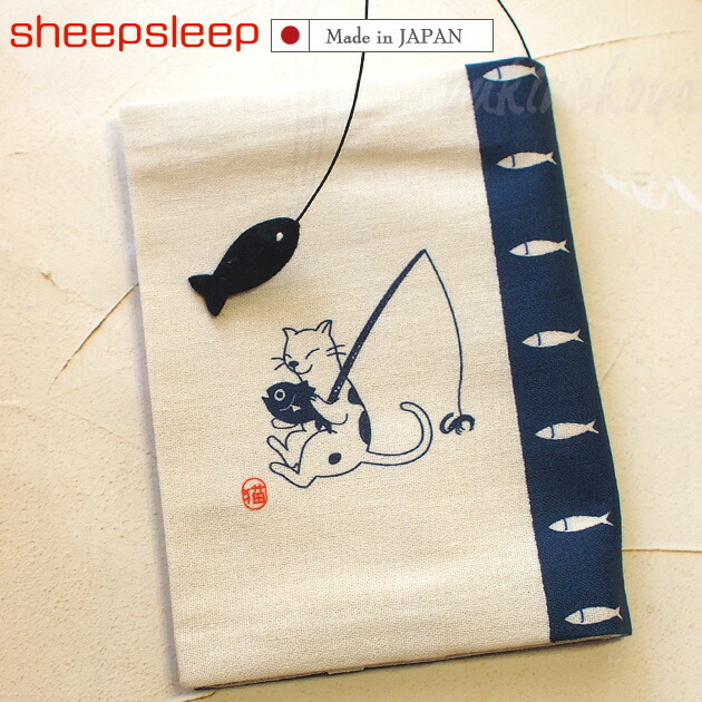 楽天市場】猫柄 文庫本ブックカバー sheepsleep 手作り 日本製 文庫本 ...