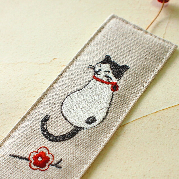 猫のしおり 猫柄 布しおり 刺しゅう Sheepsleep 手作り 日本製 栞 