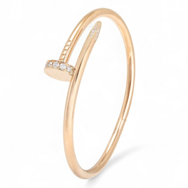 カルティエ ジュストアンクル クラシックモデル ダイヤモンド K18ピンクゴールド ブレスレット 中古 Cartier バングル Bracelet 18金 18K PG diamond USED 中古品 ブランド品 美品 送料無料 ラッピング無料 ギフト Bangle｜ジェムキャッスルゆきざきLadies
