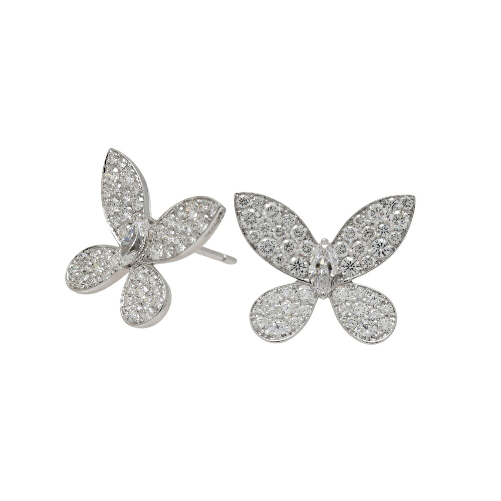 グラフ パヴェバタフライ K18ホワイトゴールド ピアス 中古 GRAFF Pierce イヤリング 18金 18K WG USED 中古品 ブランド品 美品 送料無料 ラッピング無料｜ジェムキャッスルゆきざきLadies
