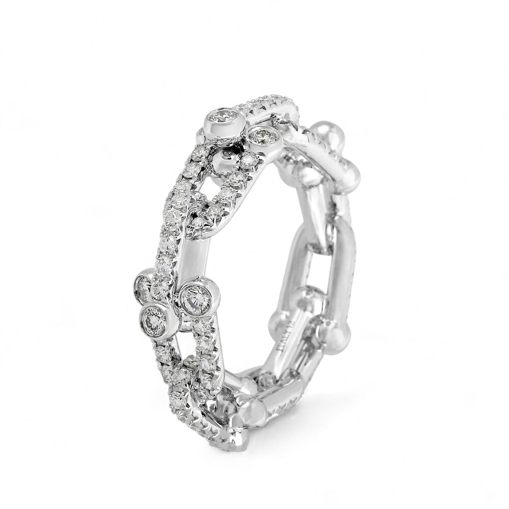 ティファニー ハードウェア スモールリンク K18ホワイトゴールド リング 中古 Tiffany 指輪 Ring 18金 18K WG USED 中古品 ブランド品 美品 送料無料 ラッピング無料｜ジェムキャッスルゆきざきLadies