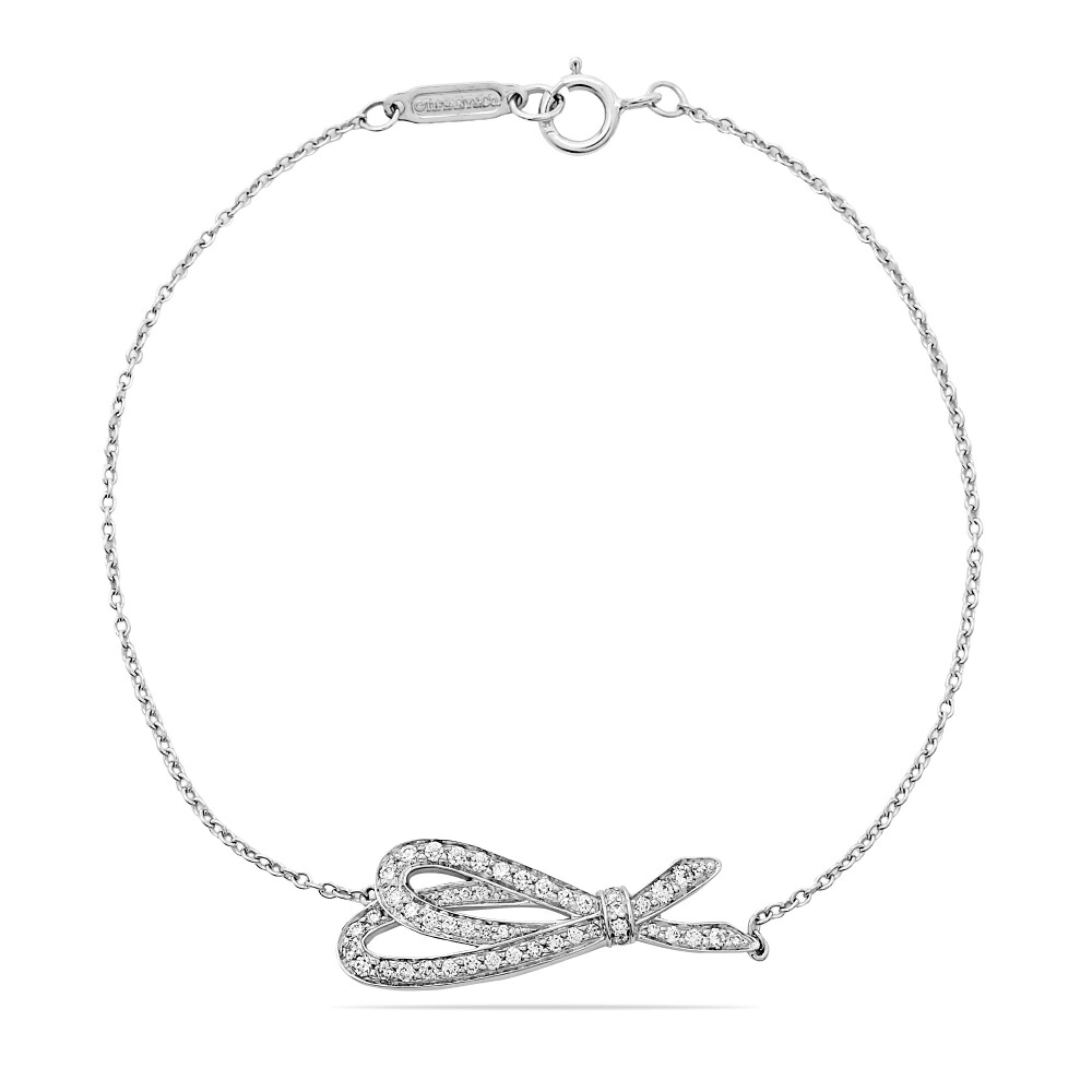 ティファニー ボウ K18ホワイトゴールド ブレスレット 中古 Tiffany バングル Bracelet 18金 18K WG USED 中古品 ブランド品 美品 送料無料 ラッピング無料｜ジェムキャッスルゆきざきLadies
