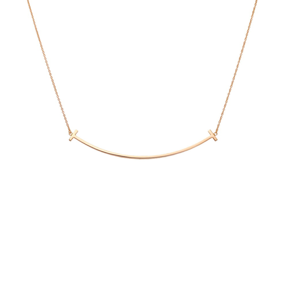 ティファニー T Tスマイル ラージ K18ローズゴールド ネックレス 中古 Tiffany ペンダント Necklace チェーン 18金 18K USED 中古品 ブランド品 美品 送料無料 ラッピング無料｜ジェムキャッスルゆきざきLadies