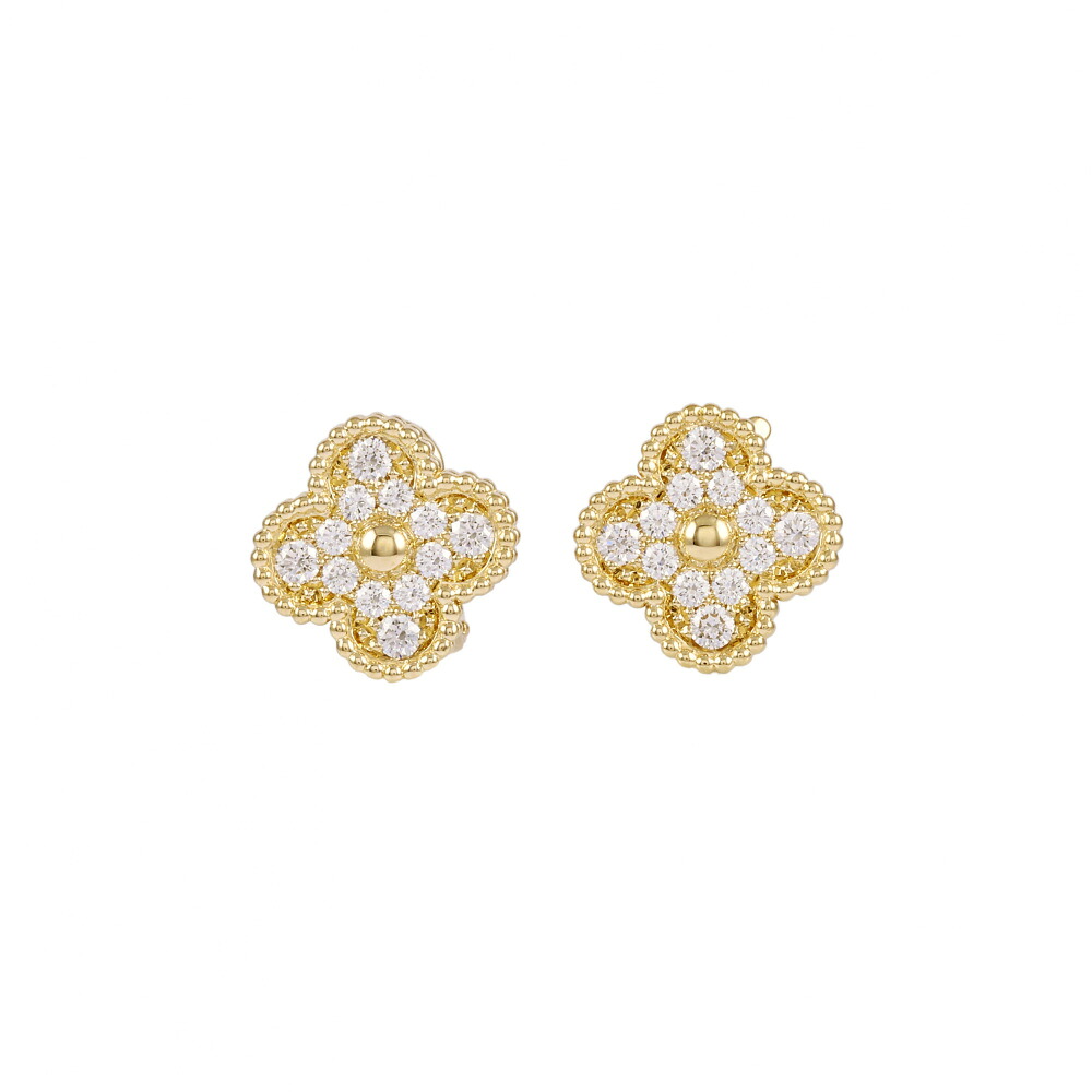 ヴァンクリーフ＆アーペル ヴィンテージアルハンブラ K18イエローゴールド ピアス 中古 Van Cleef & Arpels VCA Pierce イヤリング 18金 18K YG USED 中古品 ブランド品 美品 送料無料 ラッピング無料｜ジェムキャッスルゆきざきLadies