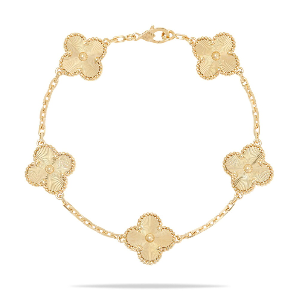 ヴァンクリーフ＆アーペル ヴィンテージアルハンブラ 5モチーフ K18イエローゴールド ブレスレット 中古 Van Cleef & Arpels VCA バングル Bracelet 18金 18K YG USED 中古品 ブランド品 美品 送料無料 ラッピング無料 Bangle｜ジェムキャッスルゆきざきLadies 580,000円
