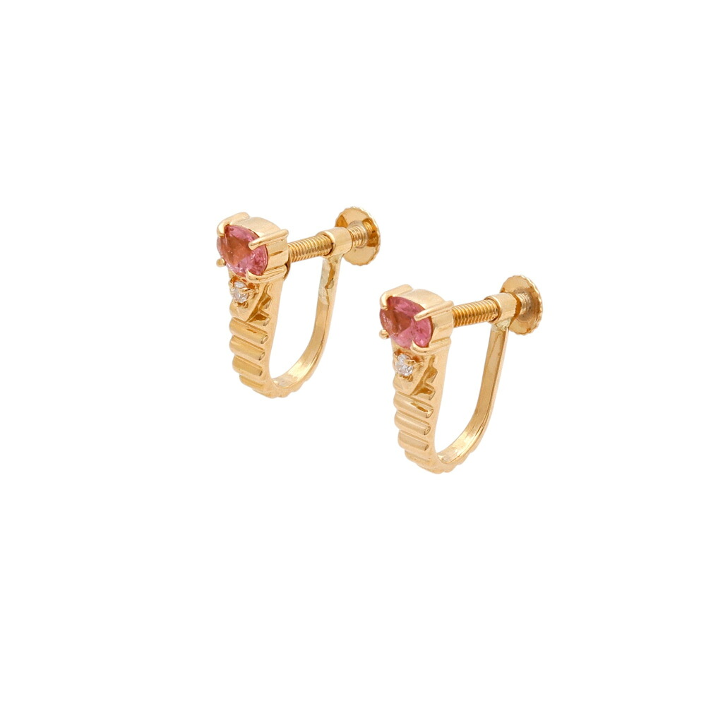 K18イエローゴールド ピンクトルマリン ダイヤモンド イヤリング 指輪 Ring Earring ピアス 18金 18K YG diamond 送料無料 ラッピング無料｜ジェムキャッスルゆきざきLadies