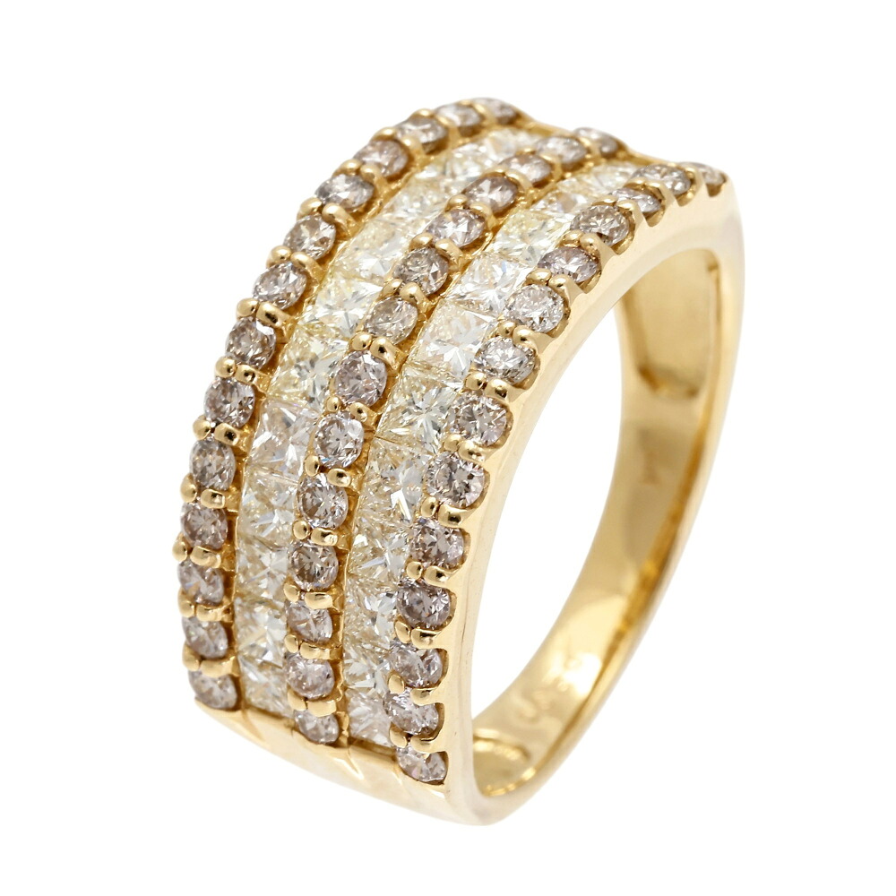 \7月25日(土)限定/ポイント2倍★ K18イエローゴールド ダイヤモンド バゲット リング 指輪 Ring 18金 18K YG diamond 送料無料 ラッピング無料|ジェムキャッスルゆきざきLadies