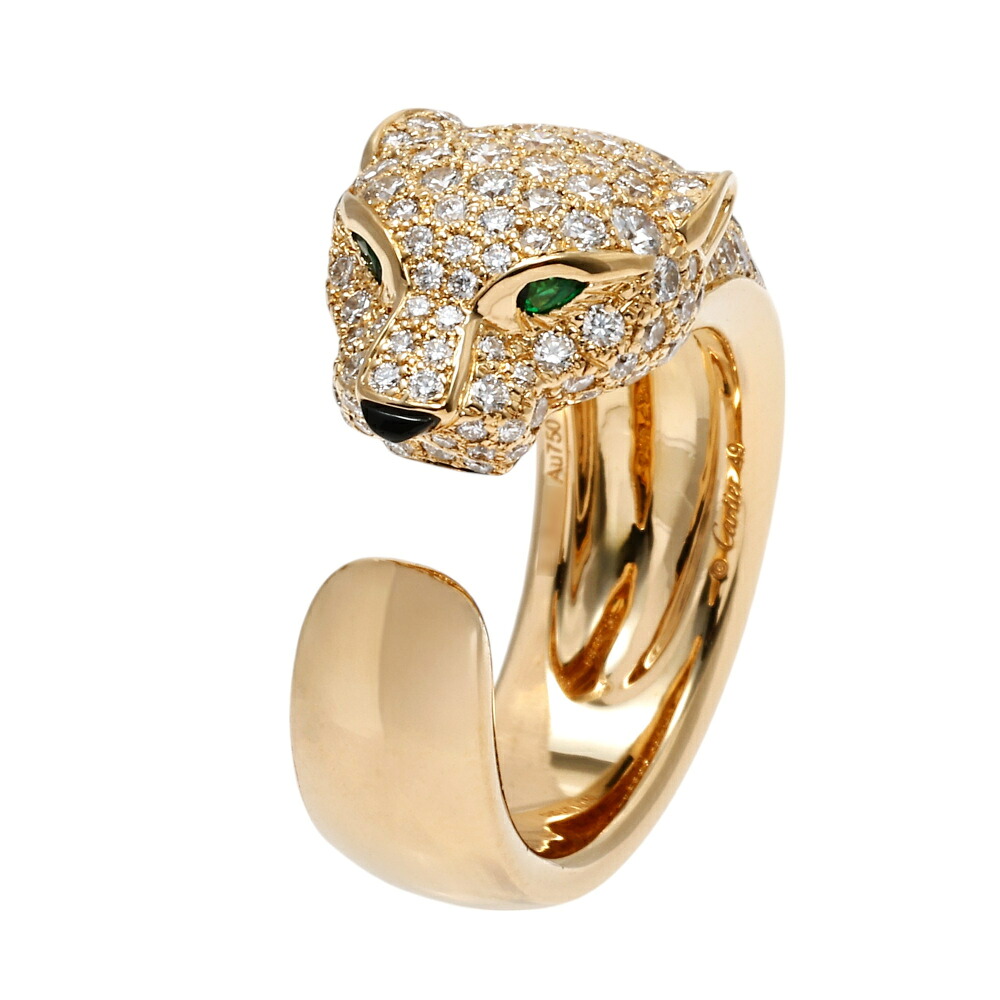 カルティエ パンテール ドゥ リング ミディアムモデル セミパヴェセッティング K18イエローゴールド 中古 Cartier 指輪 Ring 18金 18K YG USED 中古品 ブランド品 美品 送料無料 ラッピング無料｜ジェムキャッスルゆきざき