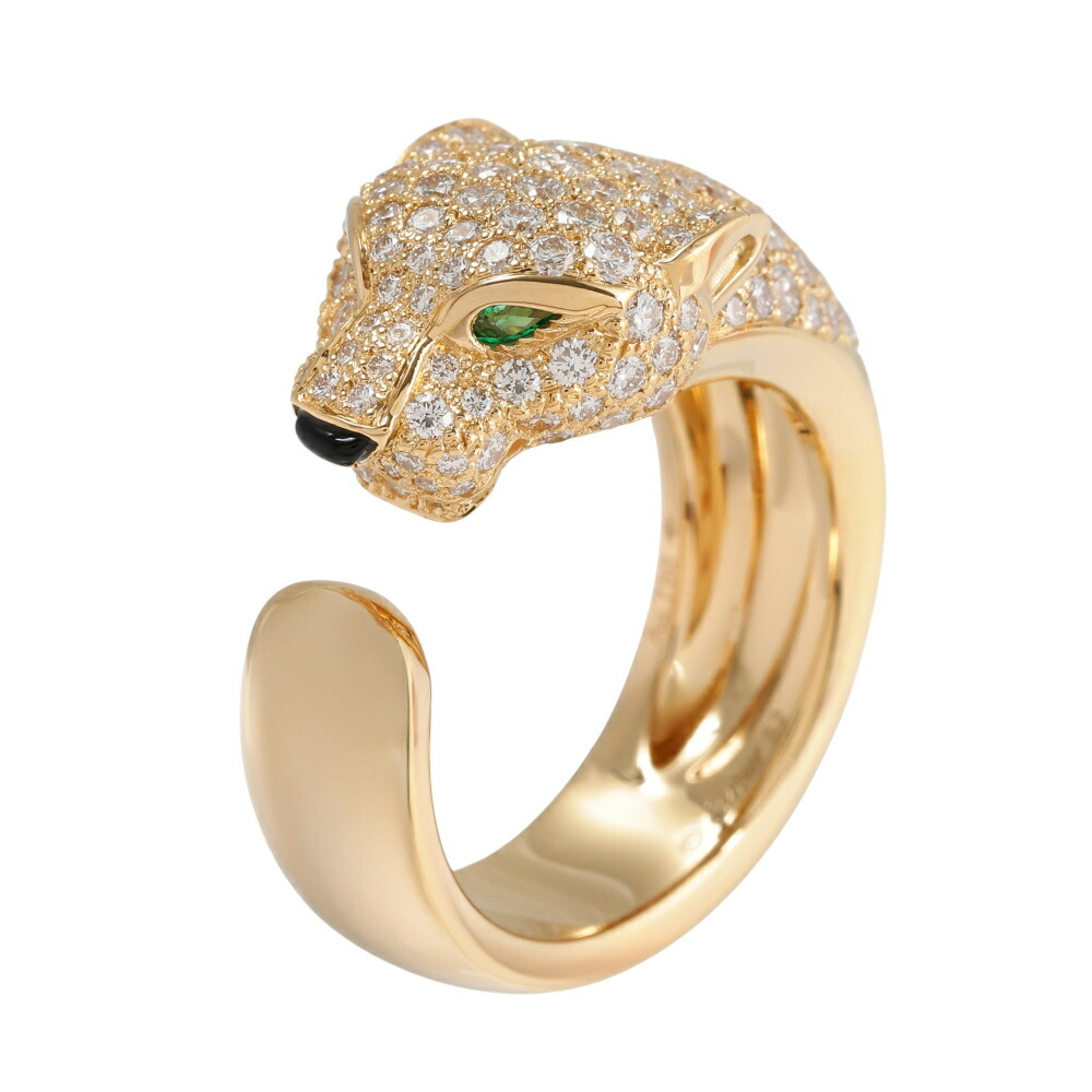 カルティエ パンテール ドゥ リング ミディアムモデル セミパヴェセッティング K18イエローゴールド 中古 Cartier 指輪 Ring 18金 18K YG USED 中古品 ブランド品 美品 送料無料 ラッピング無料｜ジェムキャッスルゆきざき