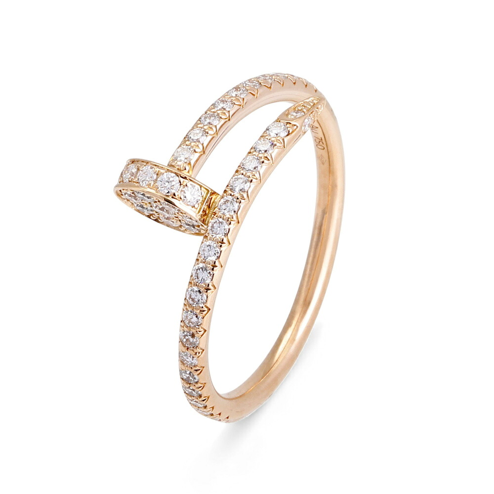 カルティエ ジュストアンクル SM セミパヴェ K18ピンクゴールド リング 中古 Cartier 指輪 Ring 18金 18K PG USED 中古品 ブランド品 美品 送料無料 ラッピング無料|ジェムキャッスルゆきざき