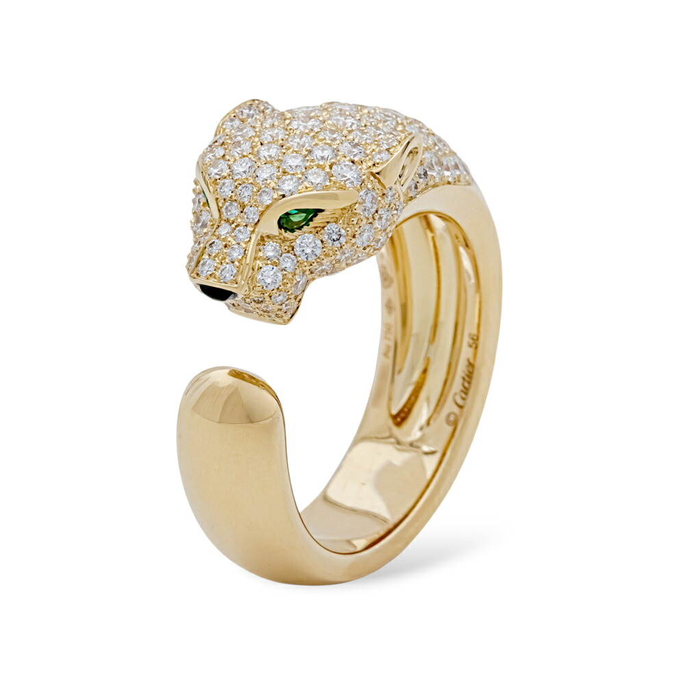 カルティエ パンテール ドゥ リング ミディアムモデル セミパヴェセッティング K18イエローゴールド 中古 Cartier 指輪 Ring 18金 18K YG USED 中古品 ブランド品 美品 送料無料 ラッピング無料|ジェムキャッスルゆきざき