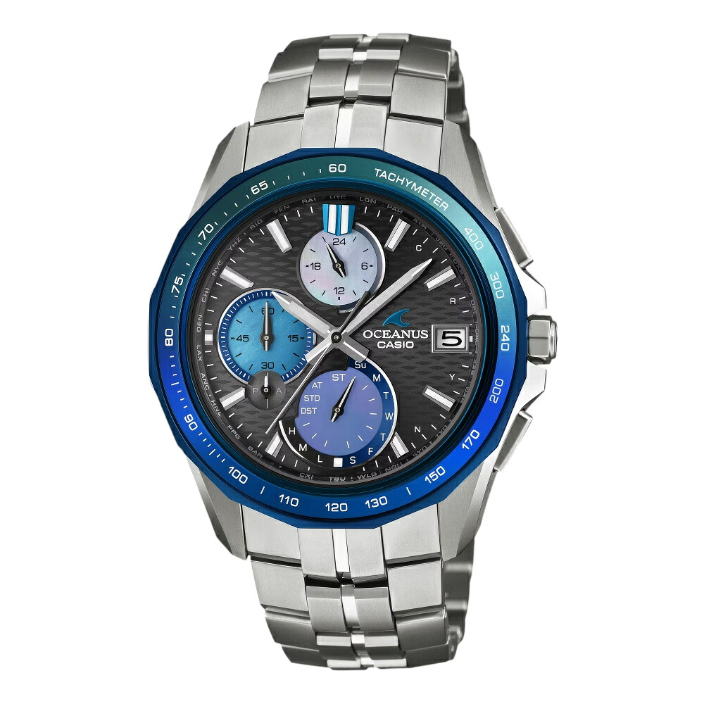 【置き目品】カシオ CASIO オシアナス Indigo Ocean-阿波藍- 現実制限事項1300本 Manta S7000 Series OCW-S7000AP-1AJF 黒いこと文字記号盤 新品 ウォッチ メンズ