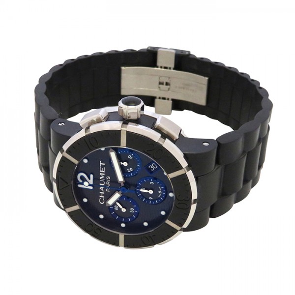 楽天市場 ショーメ Chaumet クラスワン クロノグラフ Xxl W 45b ブラック ブルー文字盤 新品 腕時計 メンズ ジェムキャッスルゆきざき