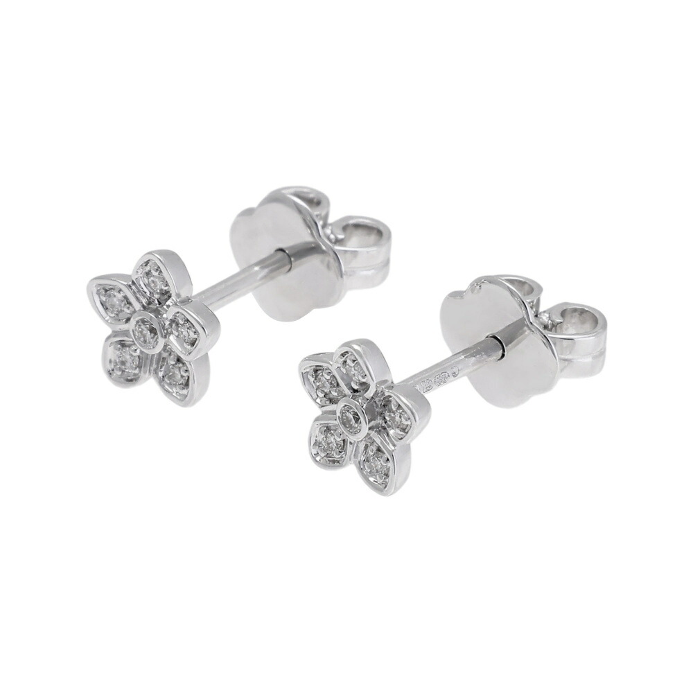 グラフ ワイルドフラワー プティ パヴェ ダイヤモンド スタッド K18ホワイトゴールド ピアス 中古 GRAFF Pierce イヤリング 18金 18K WG diamond USED 中古品 ブランド品 美品 送料無料 ラッピング無料｜ジェムキャッスルゆきざき