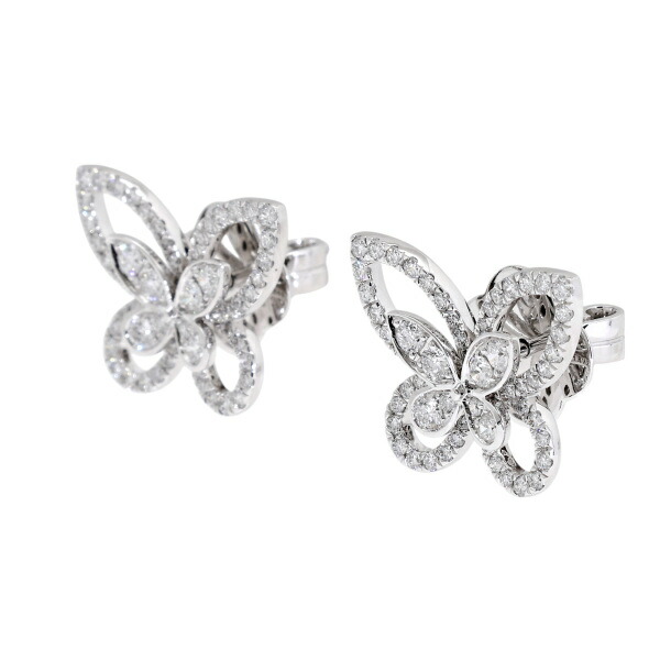 楽天市場】【中古】 グラフ GRAFF バタフライピアス K18ホワイト