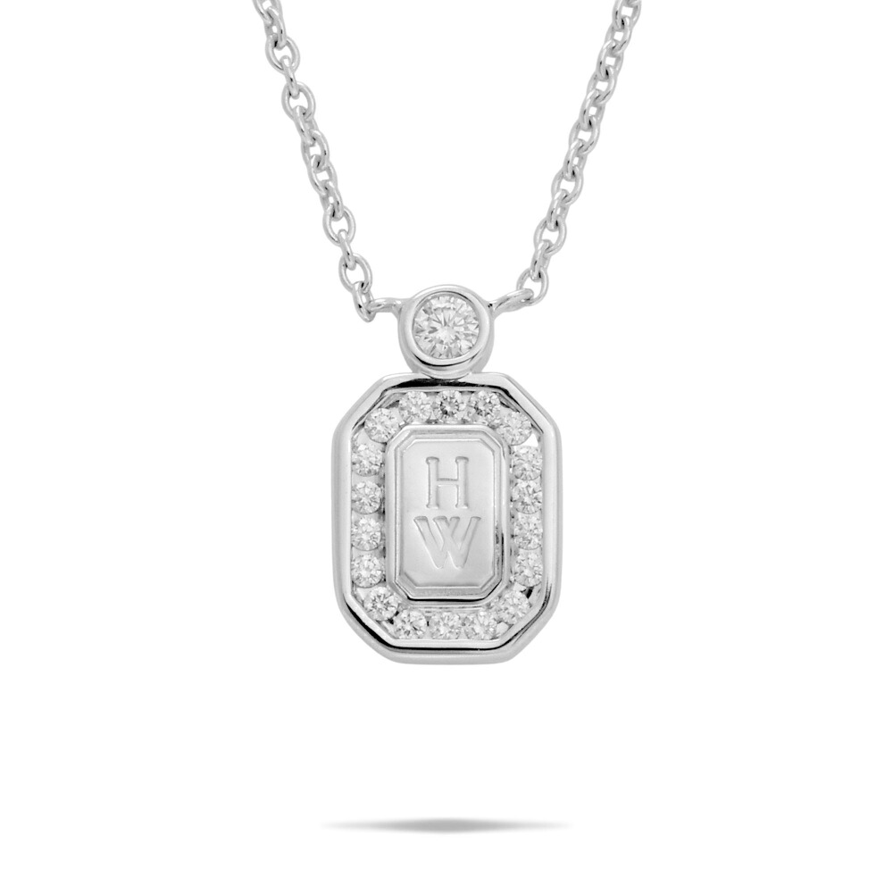 ハリー・ウィンストン HWロゴ K18ホワイトゴールド ネックレス 中古 ペンダント Necklace チェーン 18金 18K WG USED 中古品 ブランド品 美品 送料無料 ラッピング無料 Pendant｜ジェムキャッスルゆきざき