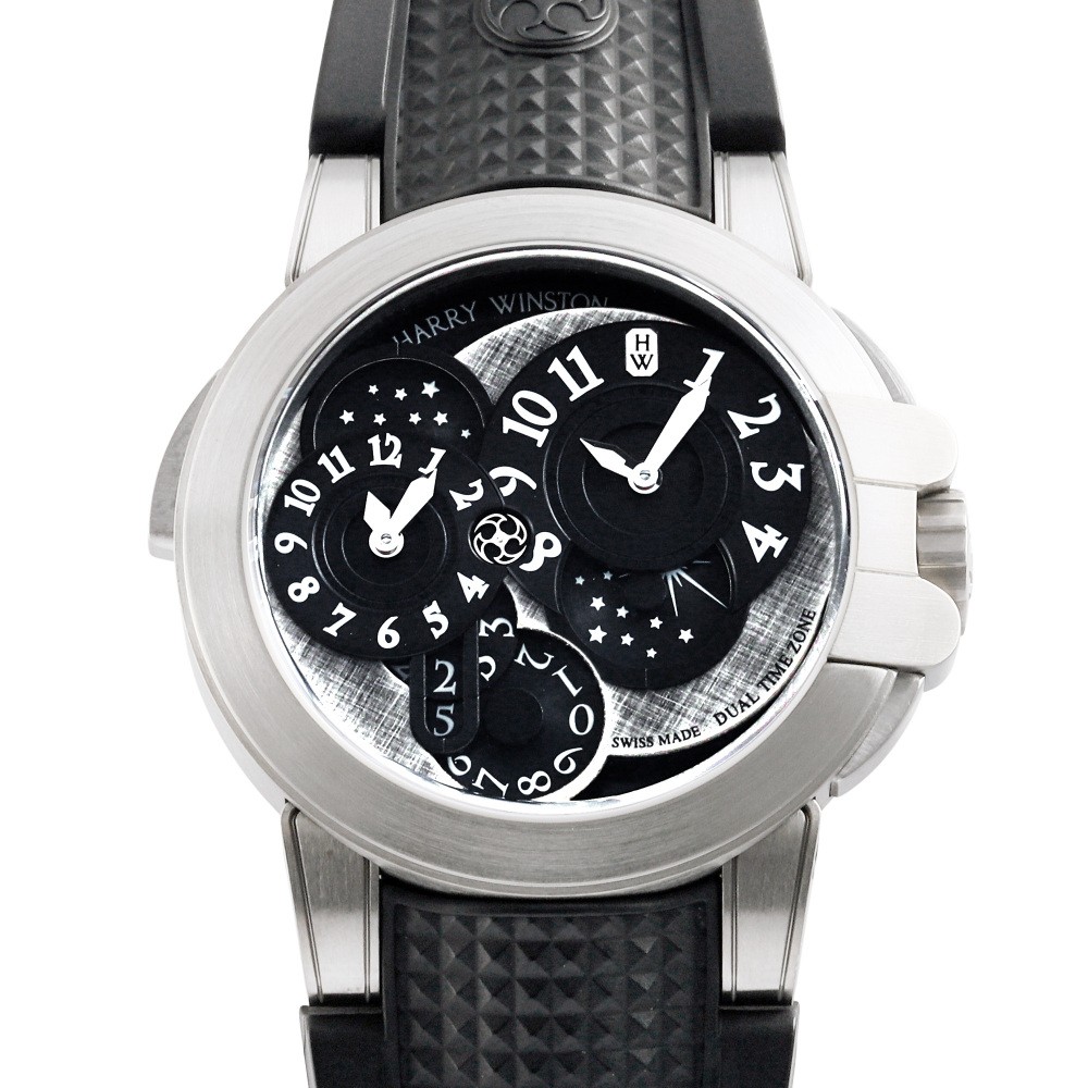 ハリー・ウィンストン HARRY WINSTON オーシャン デュアルタイム 世界限定250本 OCEATZ44ZZ008 ブラック/グレー文字盤 中古 腕時計 メンズ