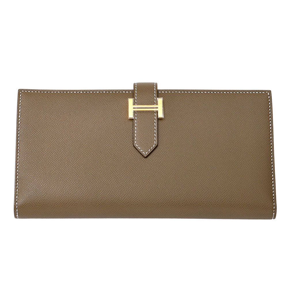 エルメス HERMES ベアンスフレ ヴォーマダム エトゥープ ゴールド金具 K目じるし 未当て嵌める 金入れ レディース
