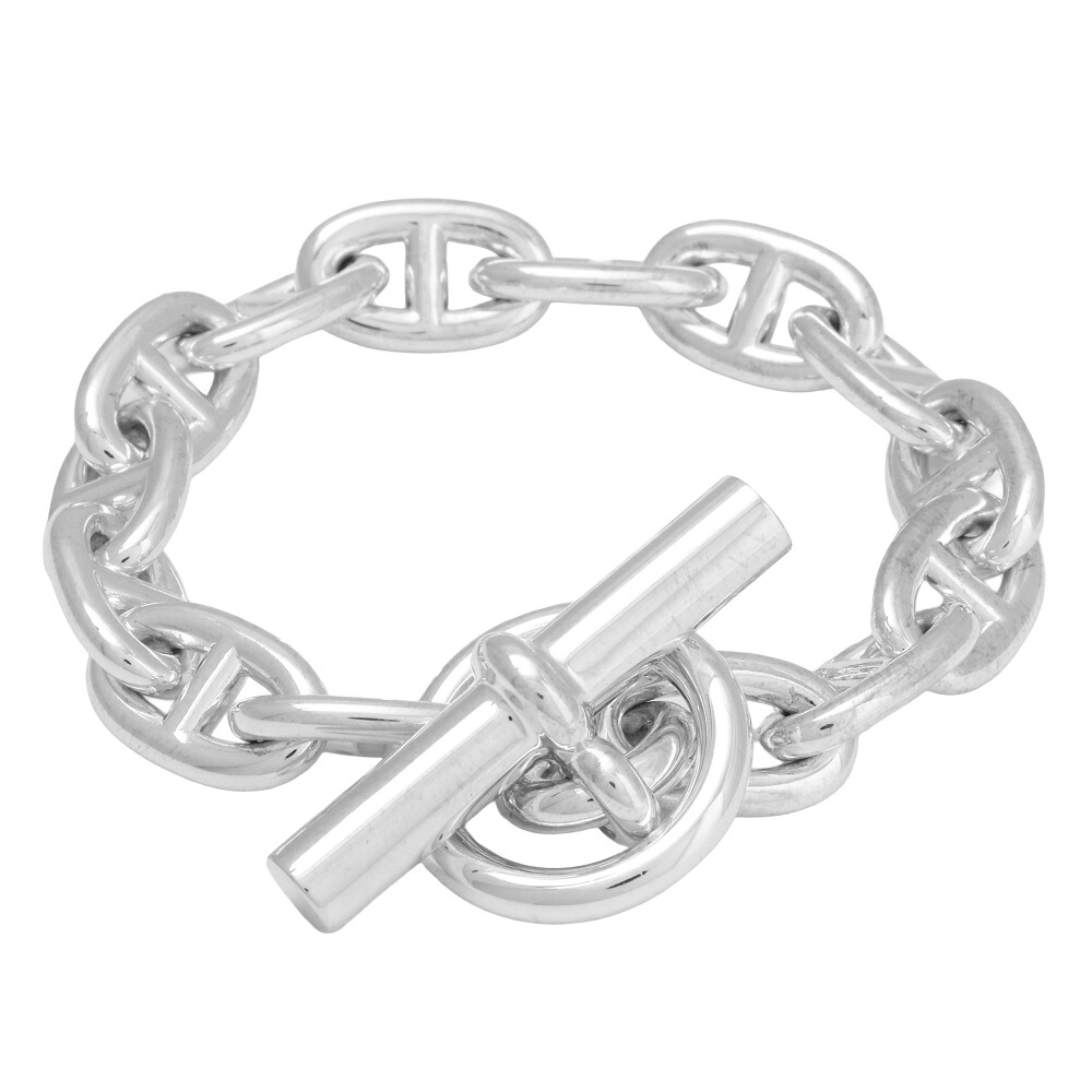 エルメス シェーヌダンクル MM 14コマ SV925 ブレスレット 中古 HERMES バングル Bracelet USED 中古品 ブランド品 美品 送料無料 ラッピング無料｜ジェムキャッスルゆきざき