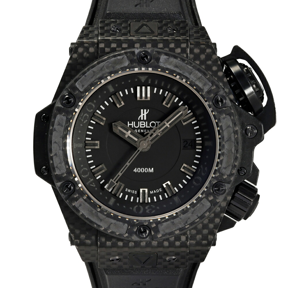 ウブロ HUBLOT キングパワー オーシャノグラフィック4000 カーボンファイバー 世界限定500本 731.QX.1140.RX ブラック文字盤 中古 腕時計 メンズ