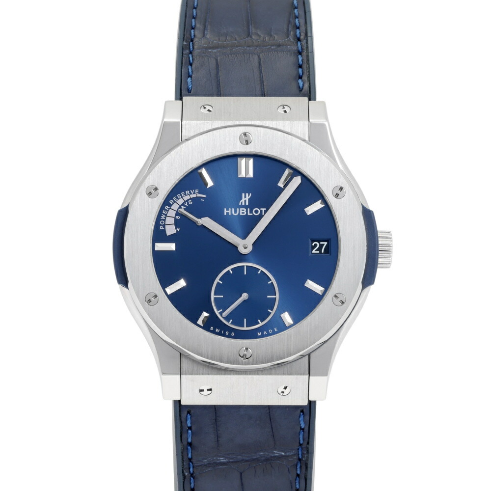 ウブロ HUBLOT クラシックフュージョン パワーリザーブ 8デイズ チタニウム 516.NX.7170.LR ブルー文字盤 中古 腕時計 メンズ 1,000,000円