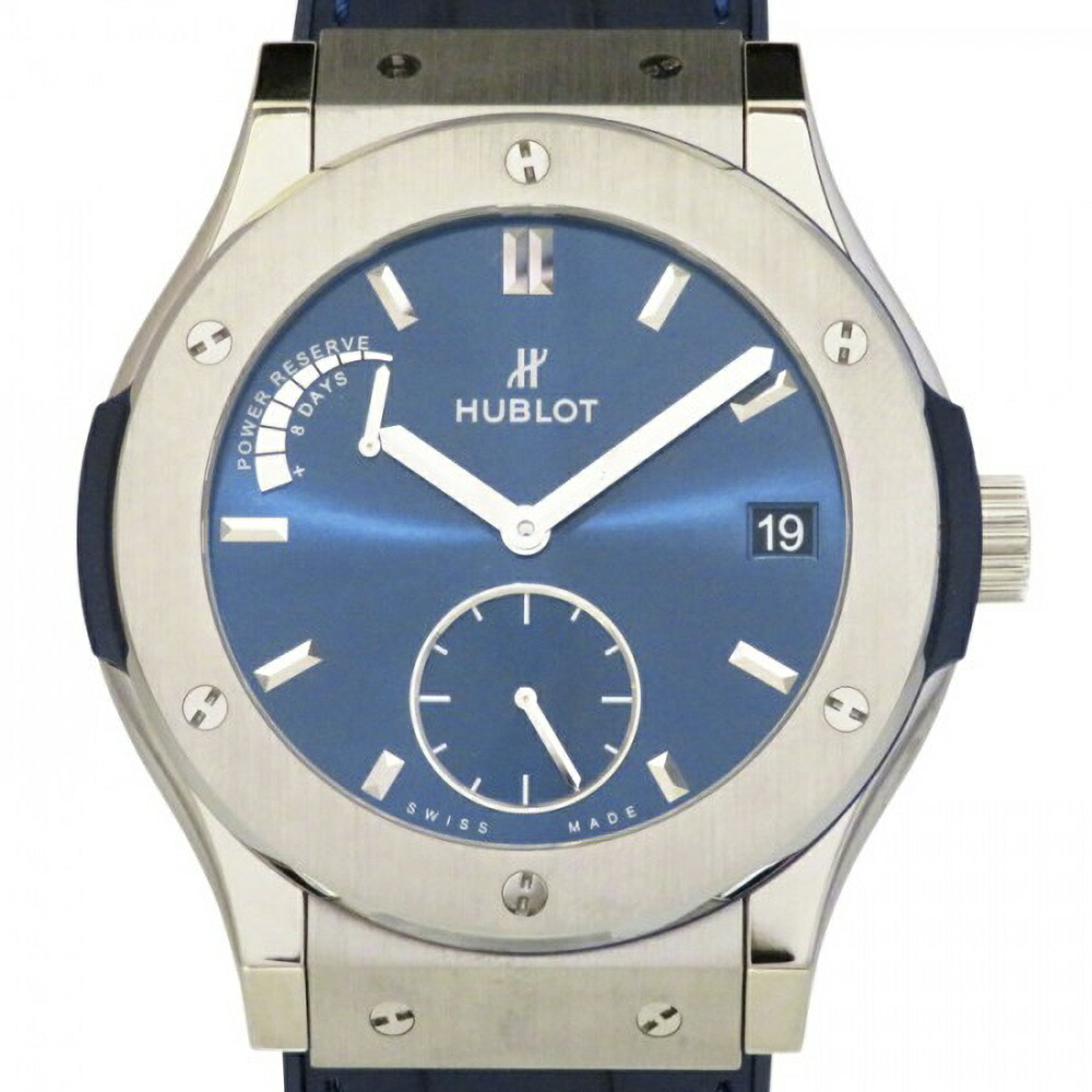 ウブロ HUBLOT クラシックフュージョン パワーリザーブ 8デイズ チタニウム 516.NX.7170.LR ブルー文字盤 新品 腕時計 メンズ