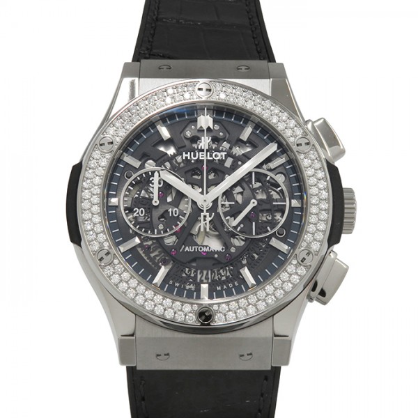 ウブロ Hublot クラシックフュージョン アエロフュージョン クロノグラフ チタニウム ベゼルダイヤ 525 Nx 0170 Lr 1104 グレー文字盤 新品 腕時計 メンズ Hostalbuenosaires Cat