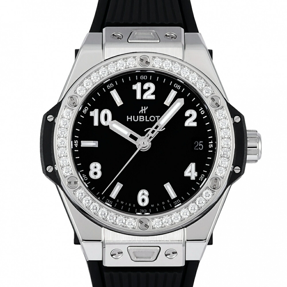 ウブロ HUBLOT ビッグバン ワンクリック スチール ダイヤモンド 465.SX.1170.RX.1204 ブラック文字盤 新品 腕時計 レディース｜ジェムキャッスルゆきざき