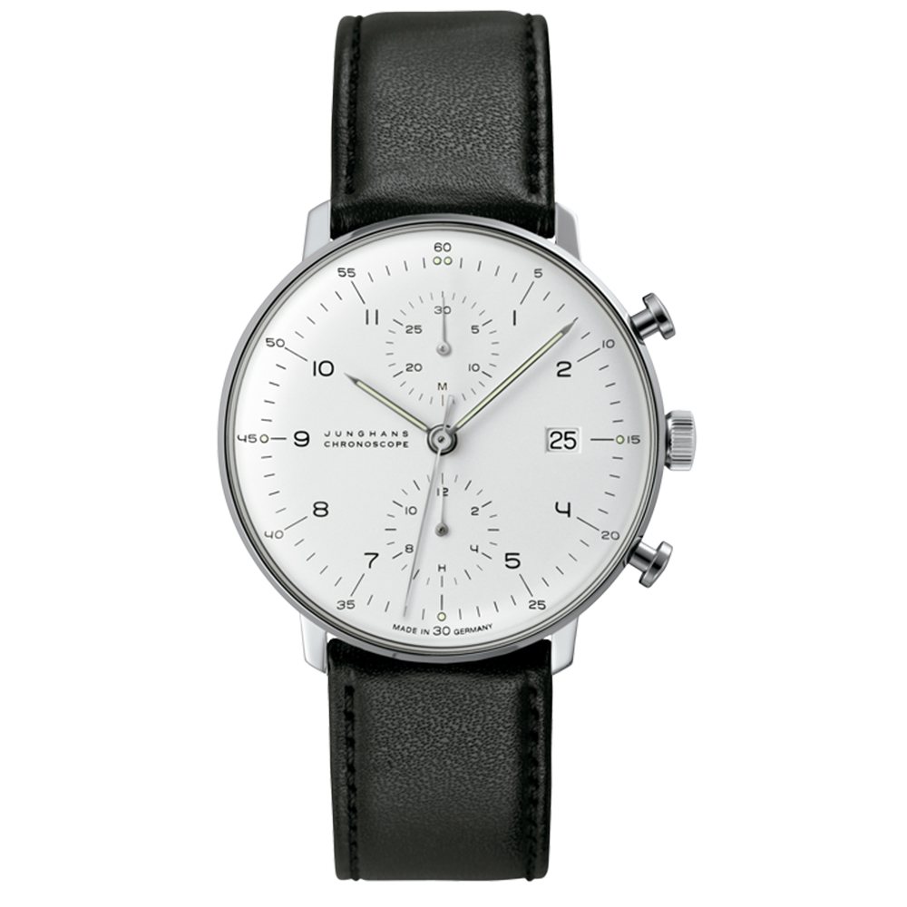 ユンハンス JUNGHANS マックス大建築 クロノスコープ 027 4800 00 しろがね色文字記号盤 新品 ウオッチ メンズ
