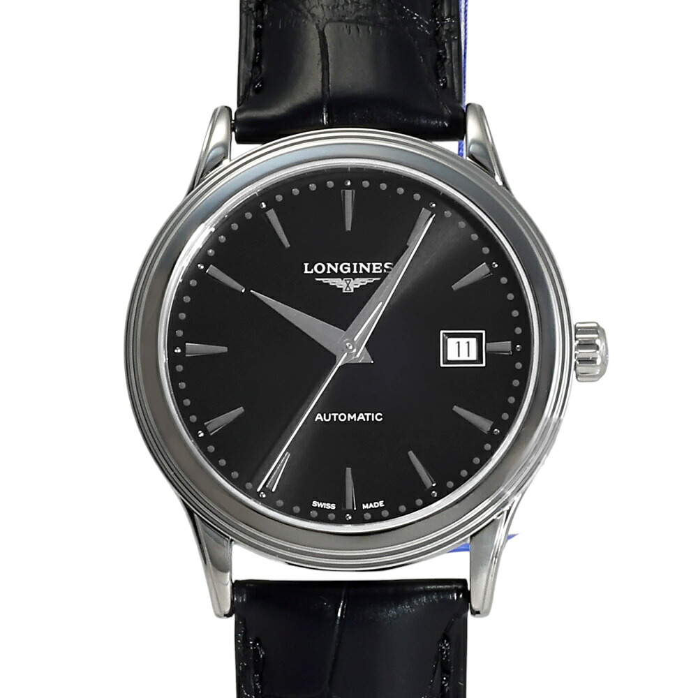 LONGINES 自動巻き時計 ブラック フラッグシップ ヘリテージ 自動巻、ステンレススティール、ブラック