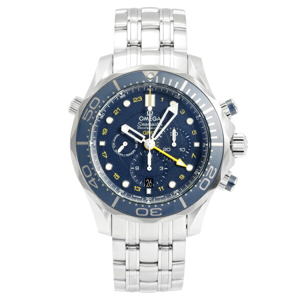 オメガ OMEGA シーマスター ダイバー 300M コーアクシャル クロノメーター GMT クロノグラフ 212.30.44.52.03.001 ブルー文字盤 新品 腕時計 メンズ