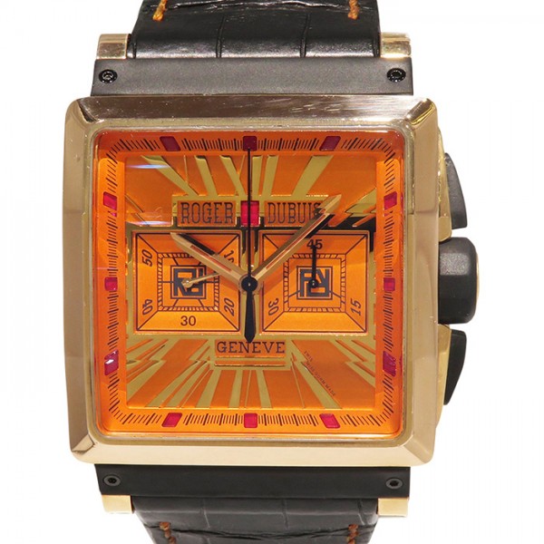 楽天市場 ロジェ デュブイ Roger Dubuis キングスクエア クロノグラフ Ks40 78 51 00 S0r00 B オレンジ文字盤 中古 腕時計 メンズ ジェムキャッスルゆきざき