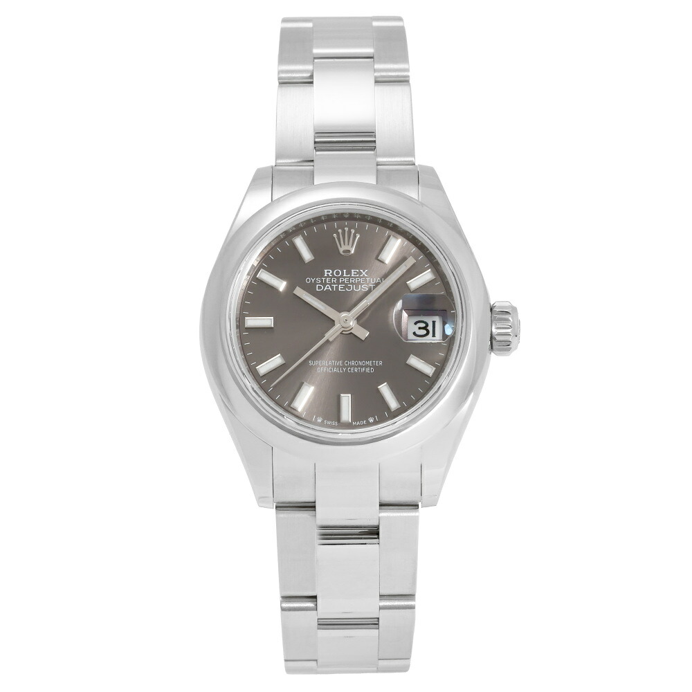 ロレックス ROLEX デイトジャスト 28 279160 ダークグレー/バー文字盤 中古 腕時計 レディース