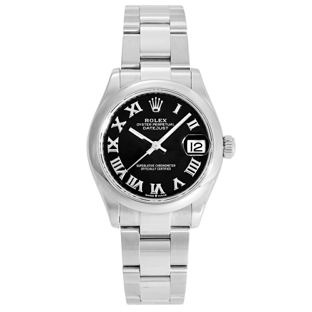 ロレックス ROLEX デイトジャスト 31 278240 ブライトブラック/ローマ文字盤 中古 腕時計 男女兼用|ジェムキャッスルゆきざき