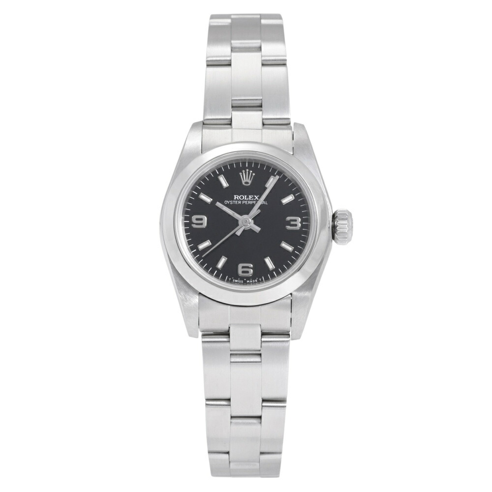 ロレックス ROLEX オイスターパーペチュアル 67180 ブラック/369アラビア文字盤 中古 腕時計 レディース