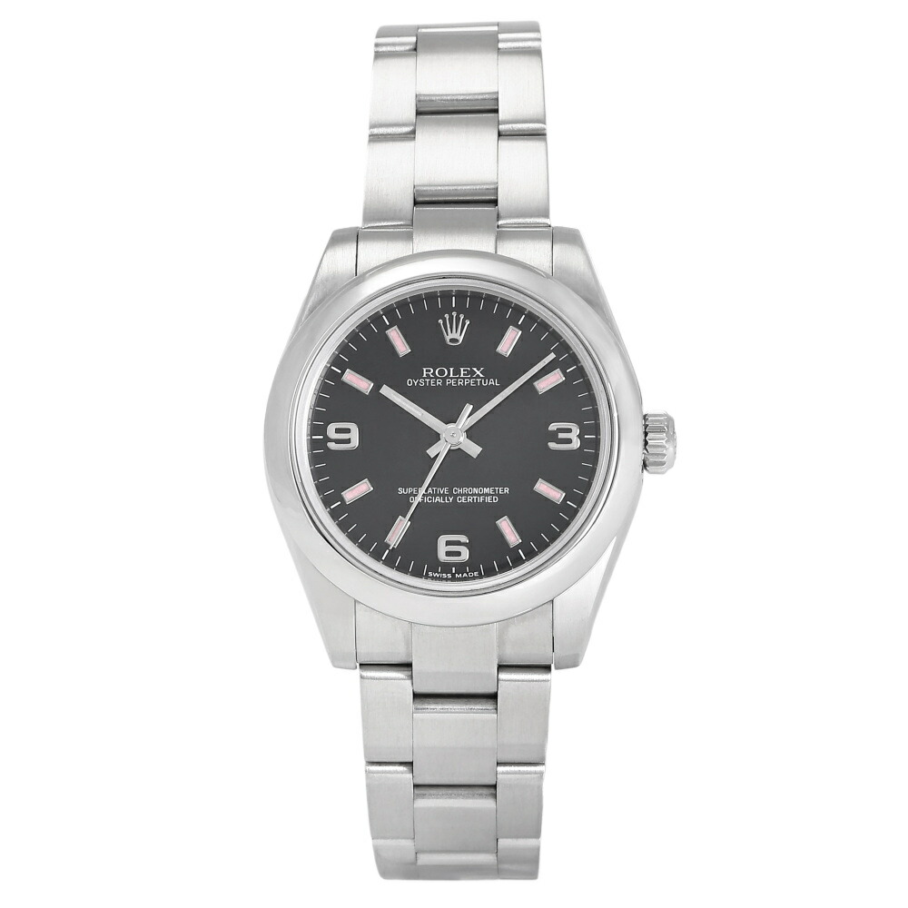 ロレックス ROLEX オイスターパーペチュアル 31 177200 ブラック/369アラビア/ピンクバー文字盤 中古 腕時計 レディース 427,680円