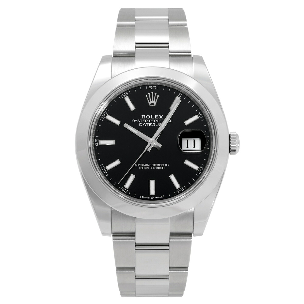 ロレックス ROLEX デイトジャスト 41 126300 ブライトブラック/バー文字盤 新品 腕時計 メンズ