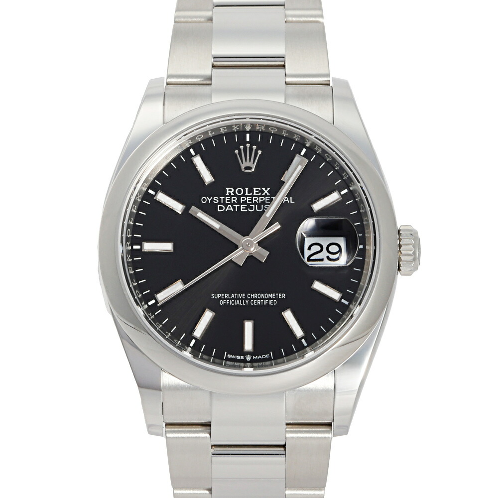 ロレックス ROLEX デイトジャスト 36 126200 ブライトブラック/バー文字盤 新品 腕時計 メンズ｜ジェムキャッスルゆきざき