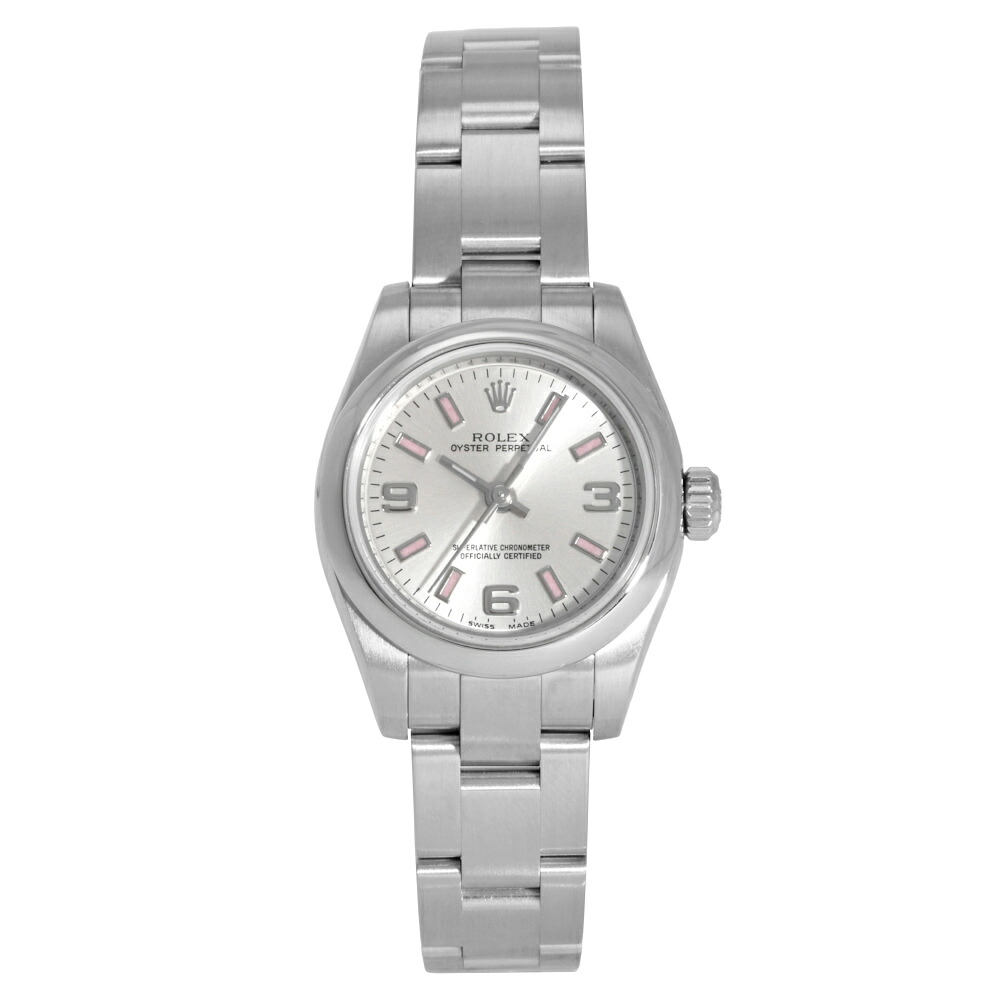 ロレックス ROLEX オイスターパーペチュアル 26 176200 しろがね色/369アラビア文字記号盤 中古 ウォッチ レディース